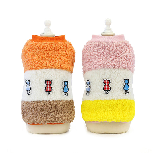 JMT-525002 Cozy Cotton Vest for Pets - Autumn and Winter Fashion in Orange and Pink