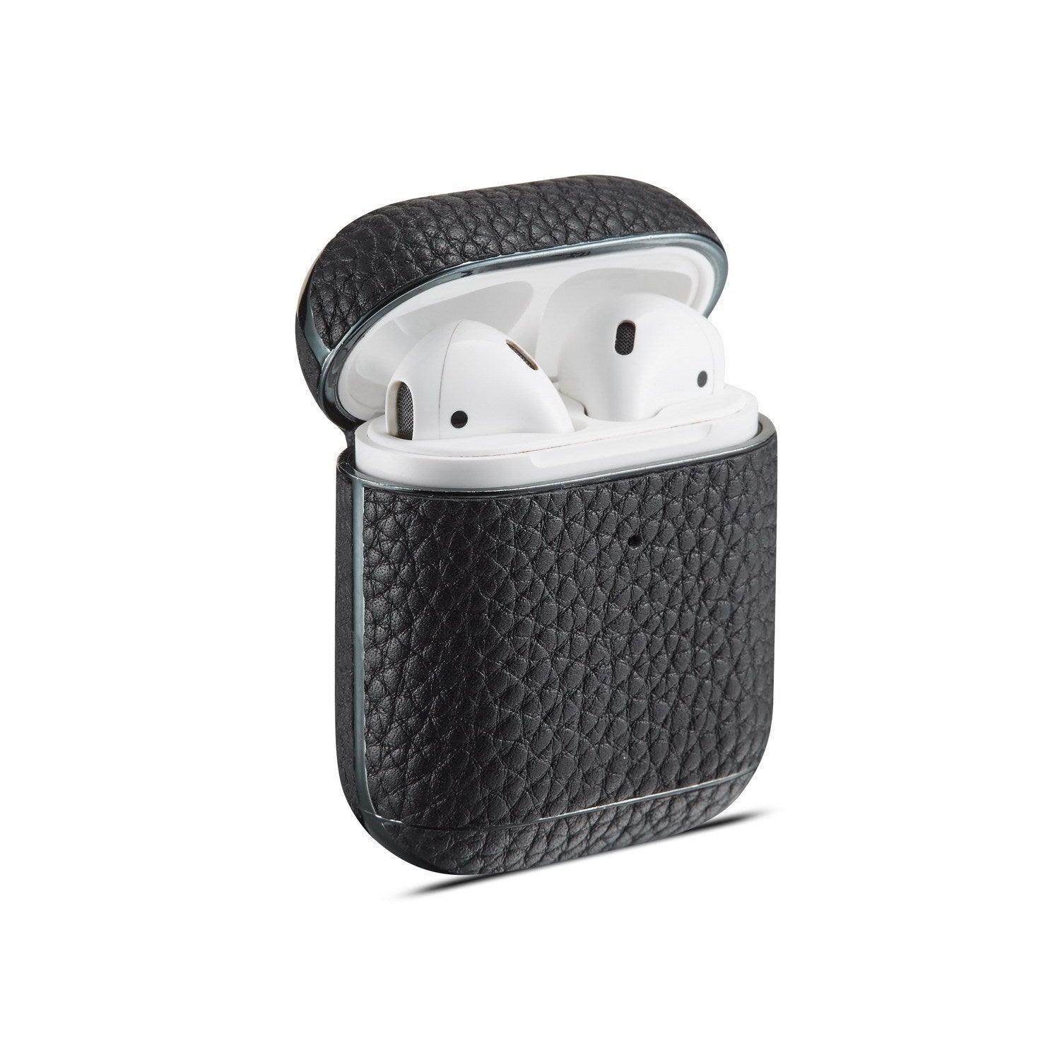 JMT-525194 Leather Lychee Pattern Case for AirPods 1/2 with Electroplating Finish
