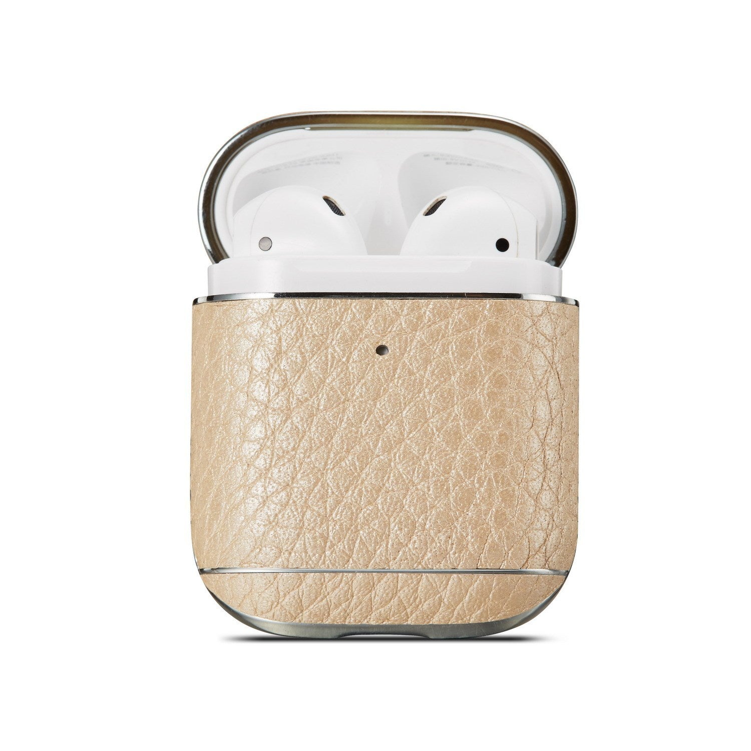 JMT-525194 Leather Lychee Pattern Case for AirPods 1/2 with Electroplating Finish