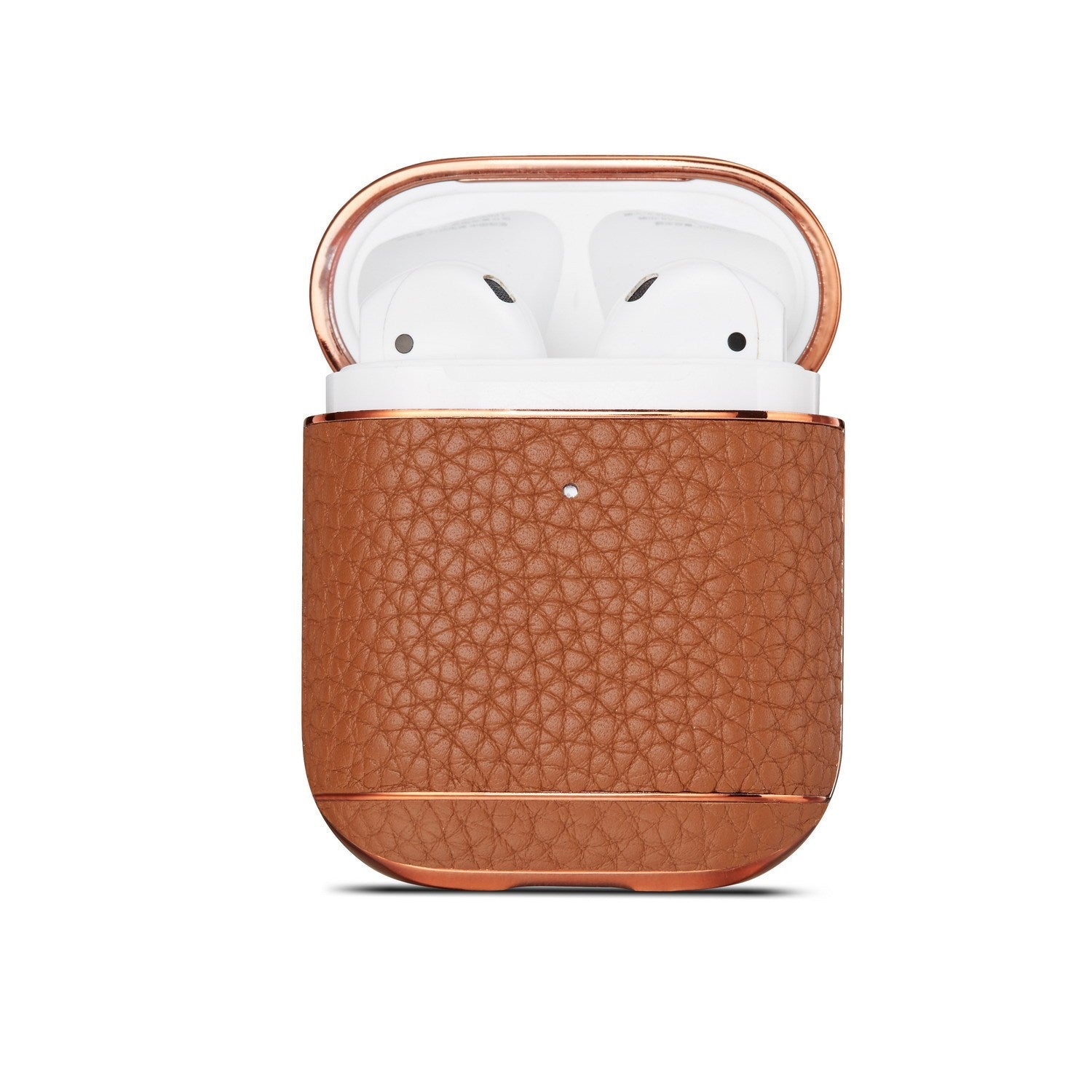 JMT-525194 Leather Lychee Pattern Case for AirPods 1/2 with Electroplating Finish