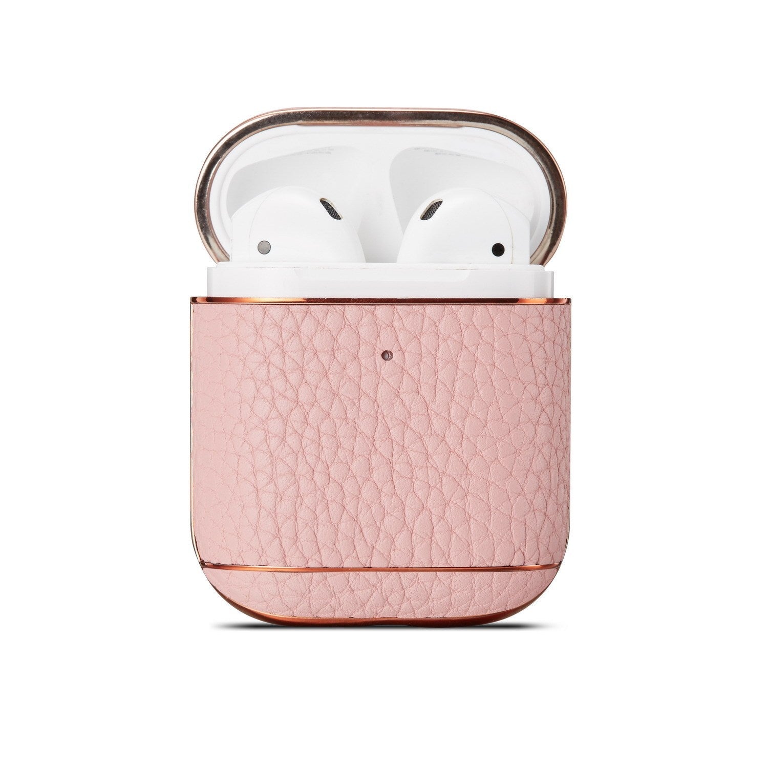 JMT-525194 Leather Lychee Pattern Case for AirPods 1/2 with Electroplating Finish