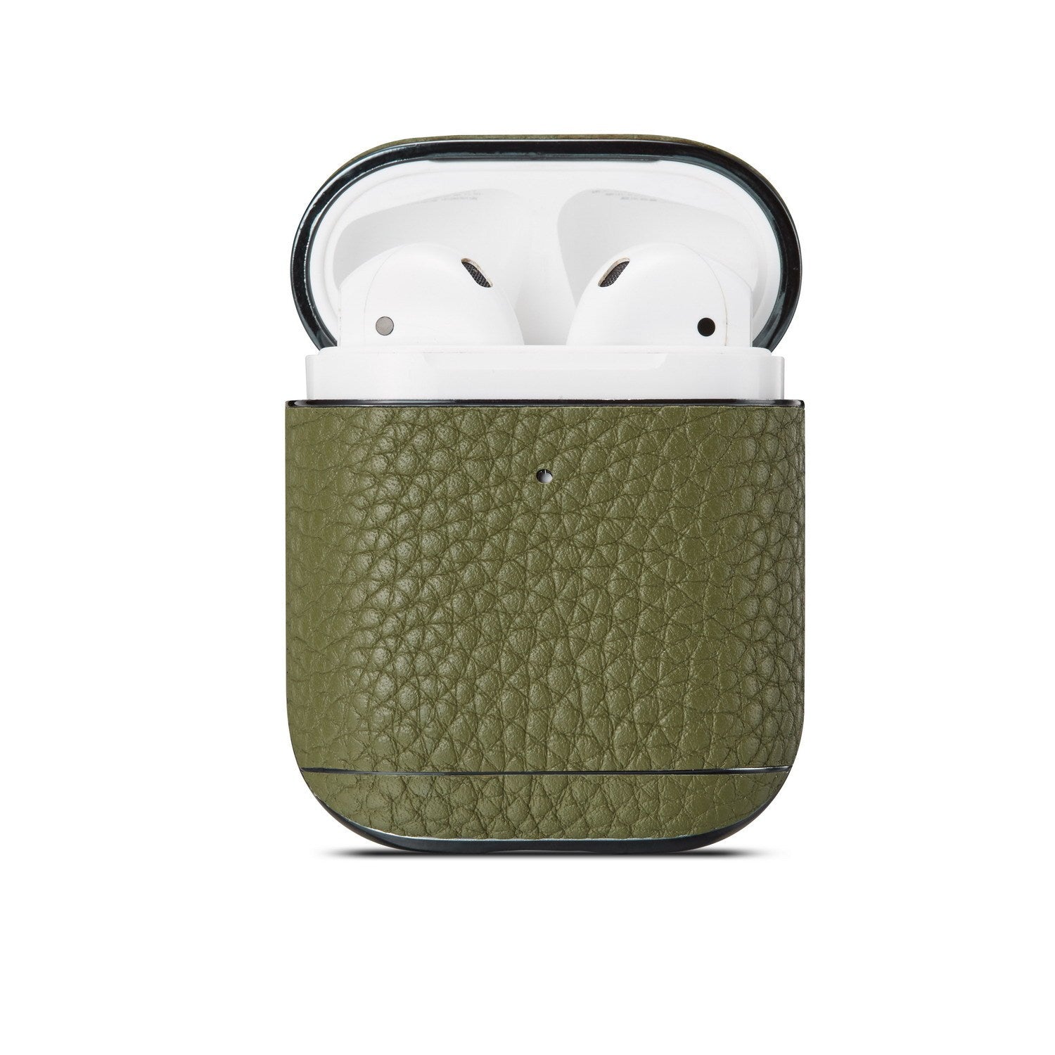 JMT-525194 Leather Lychee Pattern Case for AirPods 1/2 with Electroplating Finish