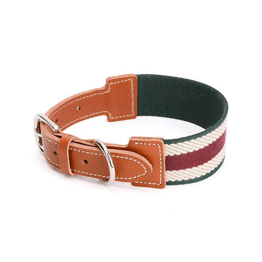 JMT-526026 Adjustable Striped Pet Collar with Braided Cowhide - Multiple Colors & Sizes available