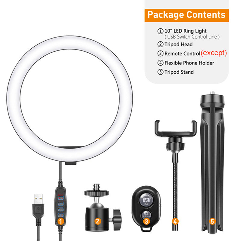 JMT-526538 10 Inch Metal Desktop Bracket Fill Light with Remote Control - 3 Light Modes & 10 Brightness Levels