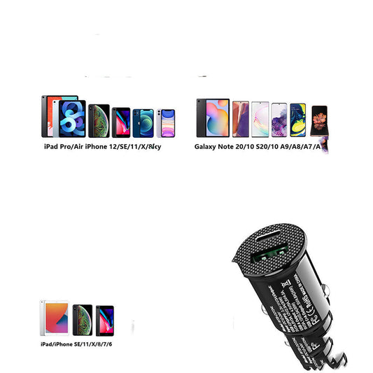JMT-526858 30W Fast Car Charger with LED Indicator and USB Interface