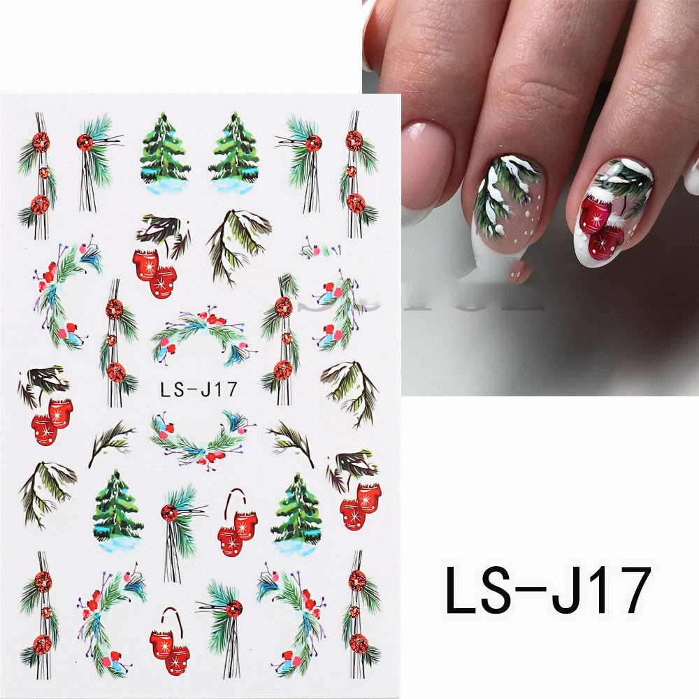 JMT-526986 3D Cartoon Christmas Tree Nail Patches - Festive Back Glue Design, 9.5x6.5cm