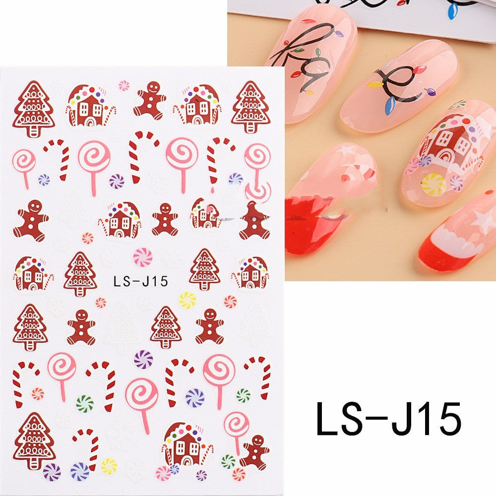 JMT-526986 3D Cartoon Christmas Tree Nail Patches - Festive Back Glue Design, 9.5x6.5cm