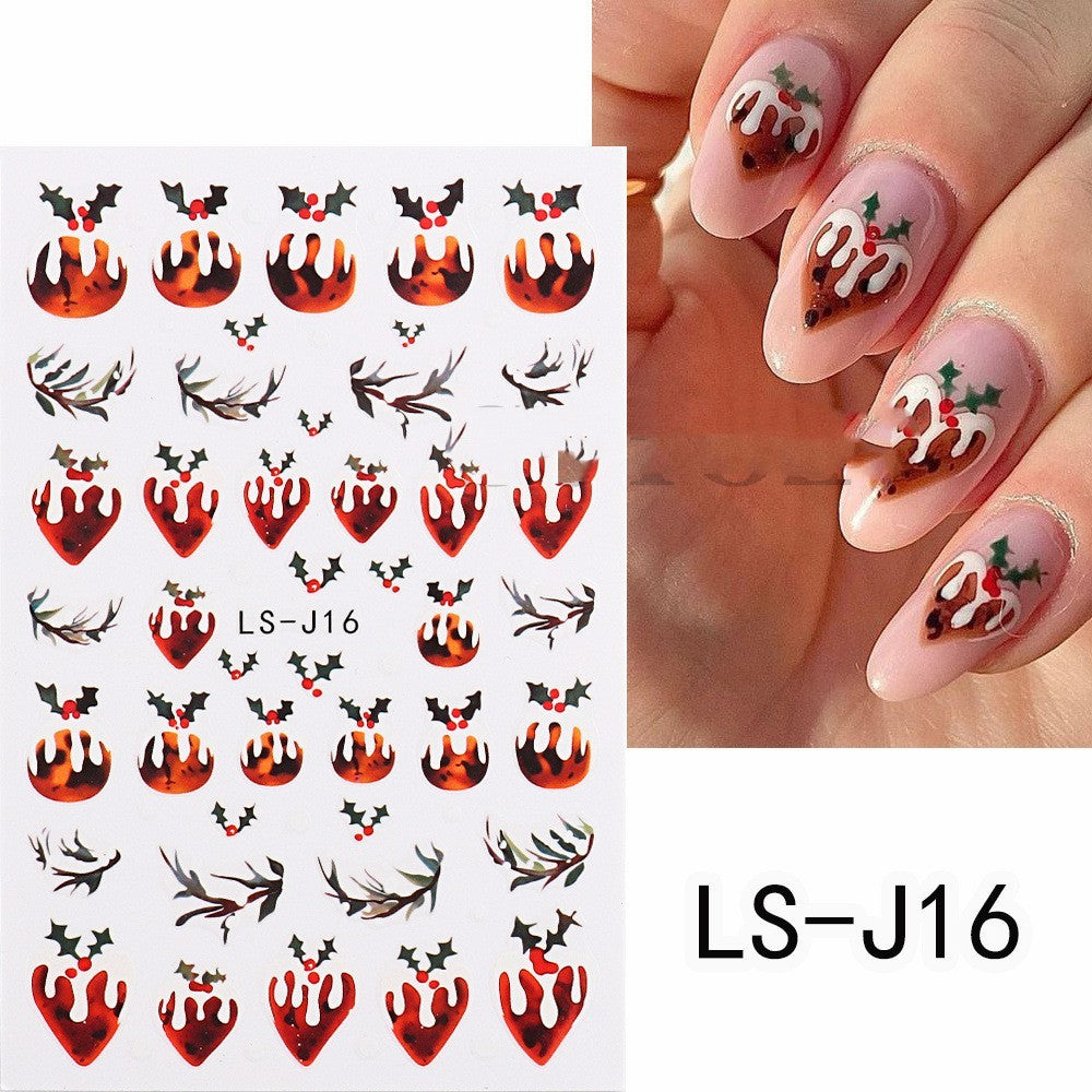 JMT-526986 3D Cartoon Christmas Tree Nail Patches - Festive Back Glue Design, 9.5x6.5cm