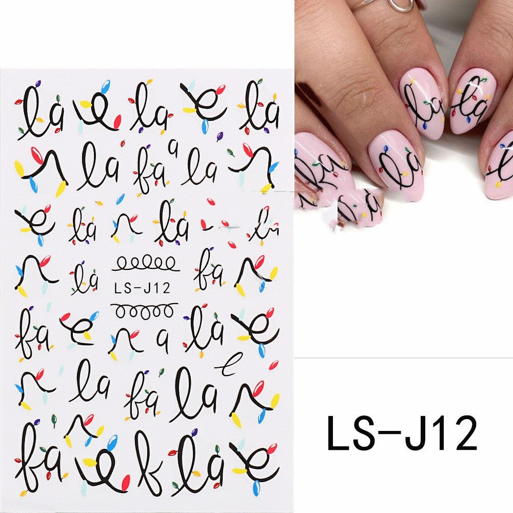 JMT-526986 3D Cartoon Christmas Tree Nail Patches - Festive Back Glue Design, 9.5x6.5cm