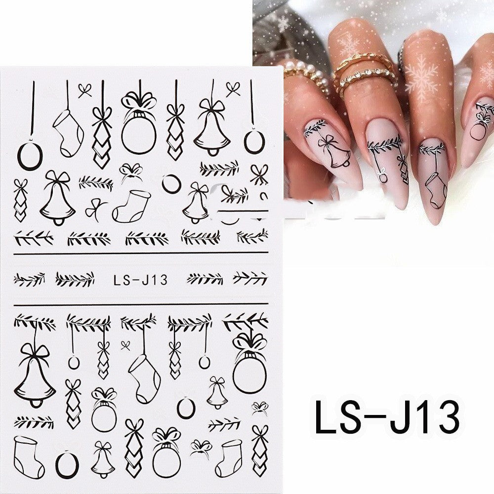 JMT-526986 3D Cartoon Christmas Tree Nail Patches - Festive Back Glue Design, 9.5x6.5cm