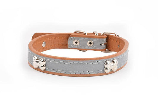 JMT-527178 Reflective PU Leather Dog Collar Leash - Various Sizes and Colors Available