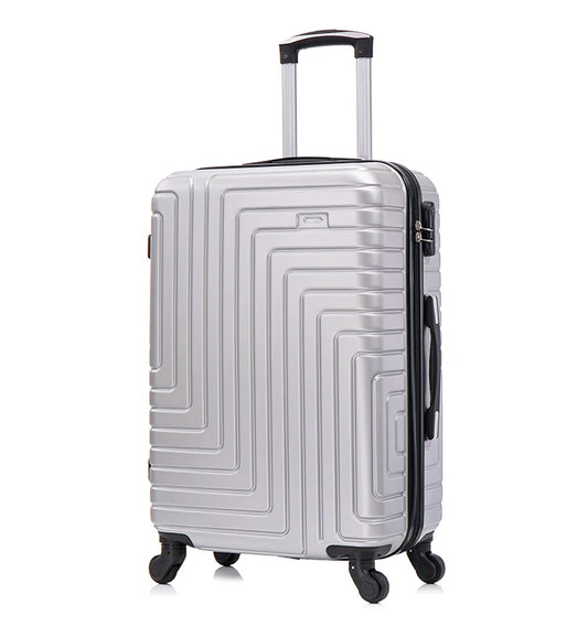 JMT-527562 Durable 3 Piece ABS Luggage Set with Iron Trolley and Blank Luggage Tags for Outdoor Travel