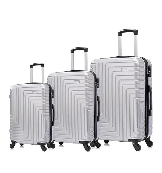 JMT-527562 Durable 3 Piece ABS Luggage Set with Iron Trolley and Blank Luggage Tags for Outdoor Travel