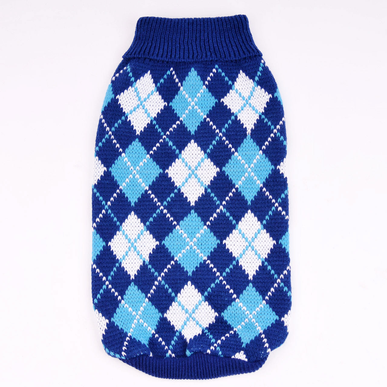 JMT-527754 Knitted Wool Sweater for Small and Medium Dogs - Round Neck with Geometric Diamond Pattern