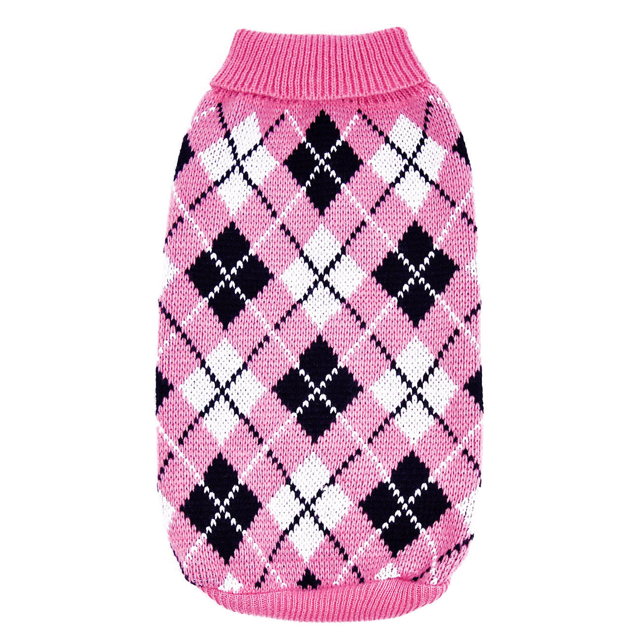 JMT-527754 Knitted Wool Sweater for Small and Medium Dogs - Round Neck with Geometric Diamond Pattern