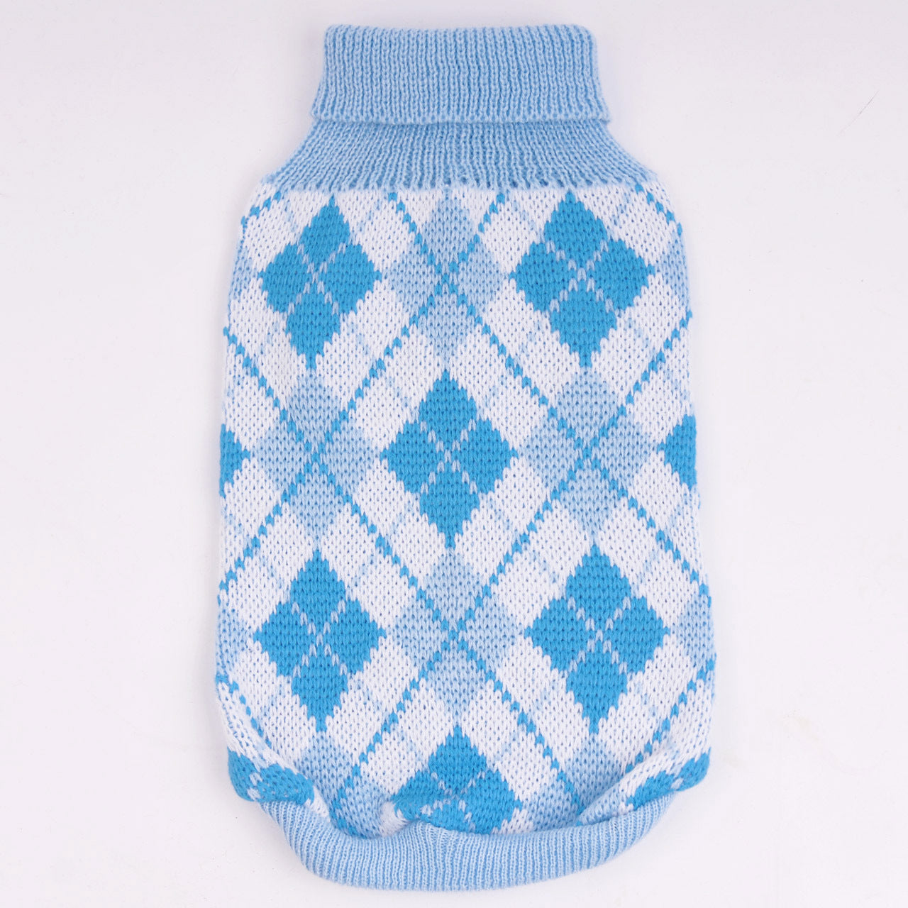 JMT-527754 Knitted Wool Sweater for Small and Medium Dogs - Round Neck with Geometric Diamond Pattern