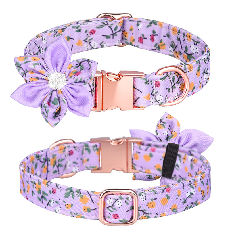 JMT-528010 Customizable Cotton Pet Collar and Leash Set in Various Colors and Patterns