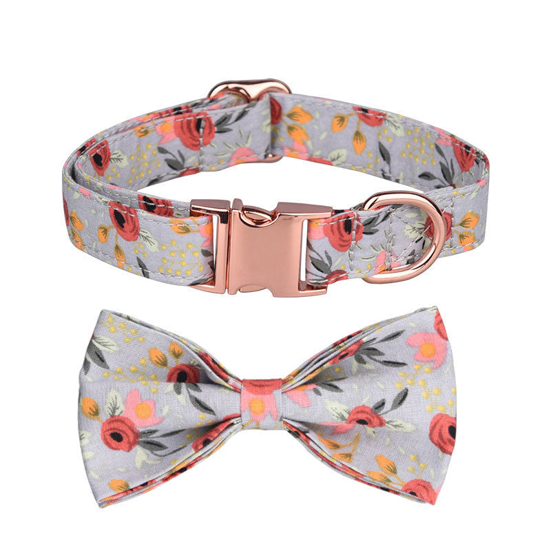 JMT-528010 Customizable Cotton Pet Collar and Leash Set in Various Colors and Patterns