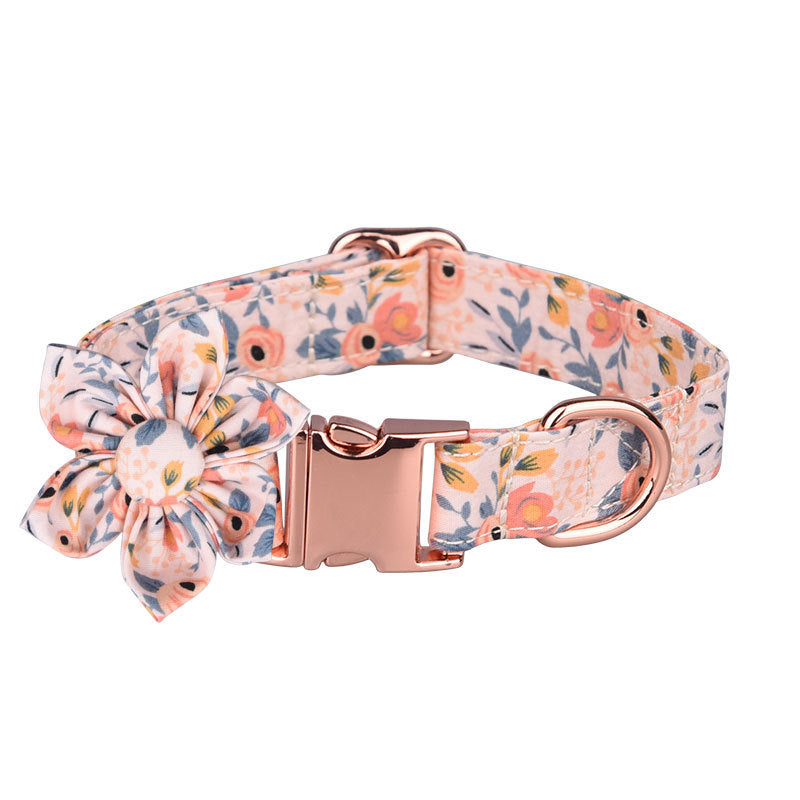 JMT-528010 Customizable Cotton Pet Collar and Leash Set in Various Colors and Patterns
