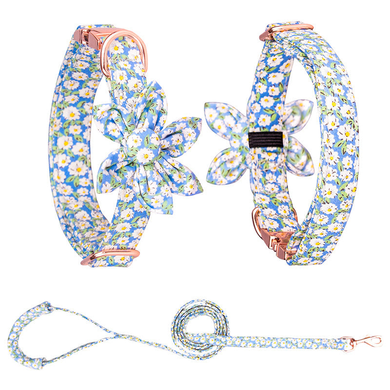 JMT-528010 Customizable Cotton Pet Collar and Leash Set in Various Colors and Patterns