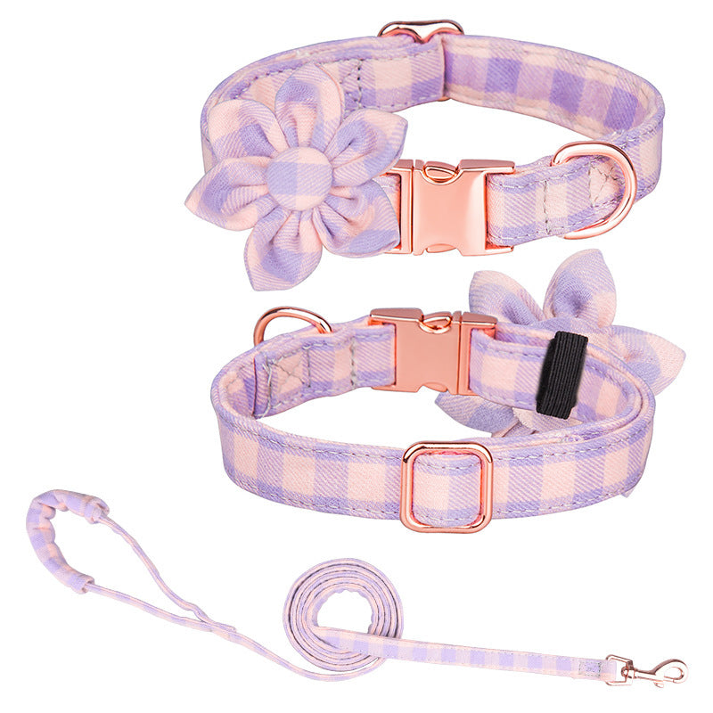 JMT-528010 Customizable Cotton Pet Collar and Leash Set in Various Colors and Patterns