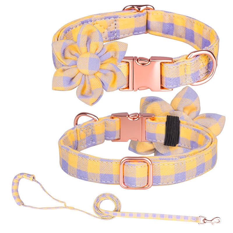 JMT-528010 Customizable Cotton Pet Collar and Leash Set in Various Colors and Patterns