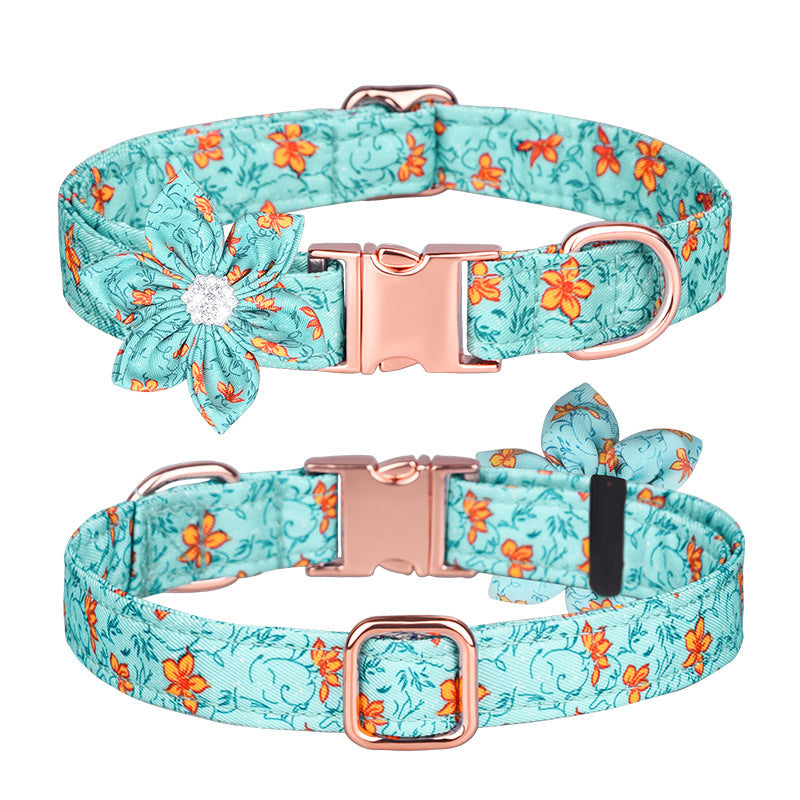 JMT-528010 Customizable Cotton Pet Collar and Leash Set in Various Colors and Patterns