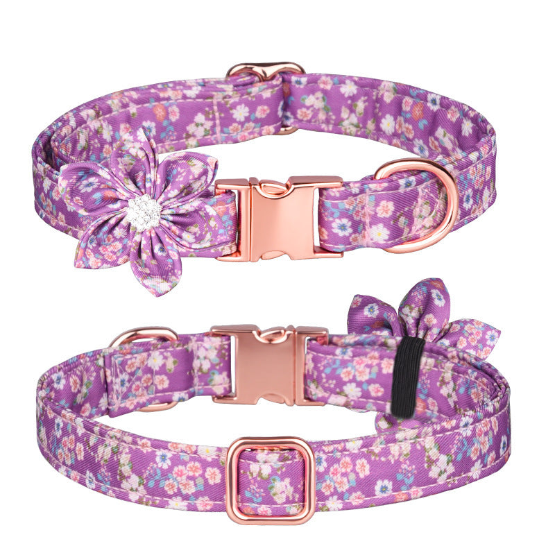 JMT-528010 Customizable Cotton Pet Collar and Leash Set in Various Colors and Patterns
