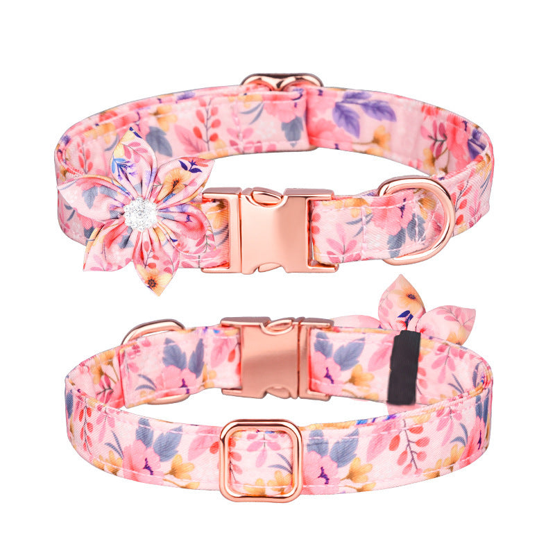JMT-528010 Customizable Cotton Pet Collar and Leash Set in Various Colors and Patterns