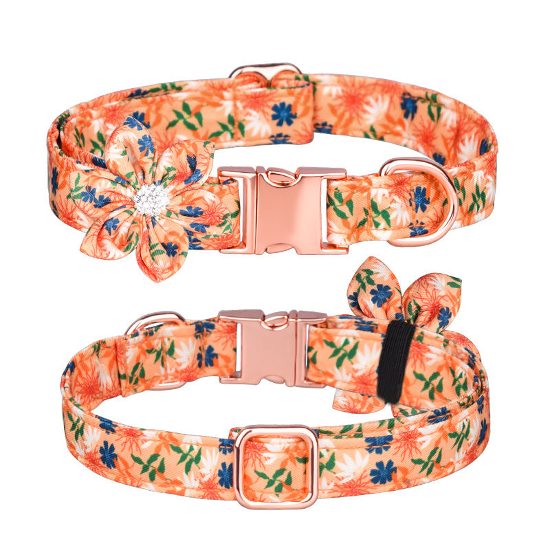 JMT-528010 Customizable Cotton Pet Collar and Leash Set in Various Colors and Patterns
