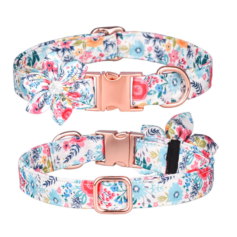 JMT-528010 Customizable Cotton Pet Collar and Leash Set in Various Colors and Patterns