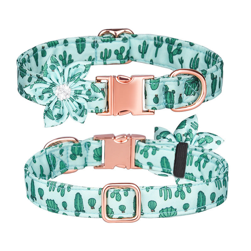 JMT-528010 Customizable Cotton Pet Collar and Leash Set in Various Colors and Patterns