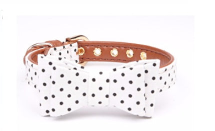 JMT-528330 Polka Dot Triangle Scarf and Leash Set for Pets - Adjustable PU Dog Accessories in Black, White, Red, Yellow