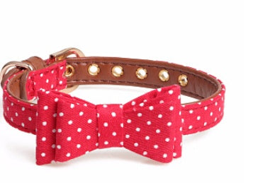 JMT-528330 Polka Dot Triangle Scarf and Leash Set for Pets - Adjustable PU Dog Accessories in Black, White, Red, Yellow
