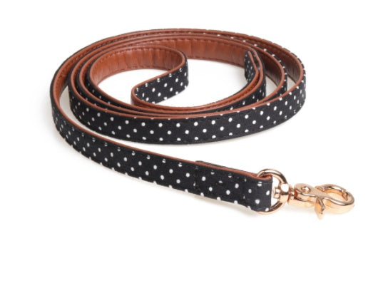 JMT-528330 Polka Dot Triangle Scarf and Leash Set for Pets - Adjustable PU Dog Accessories in Black, White, Red, Yellow