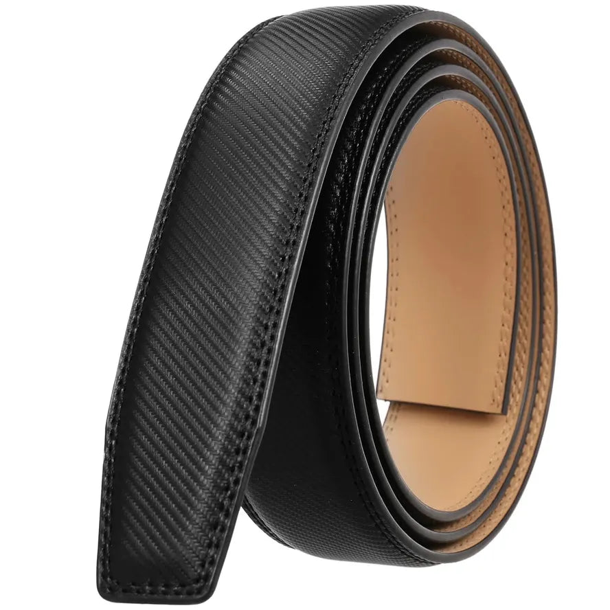 JMT-528586 Automatic Ratchet Strap Belt for Men - Split Leather Cowhide Design Without Buckle