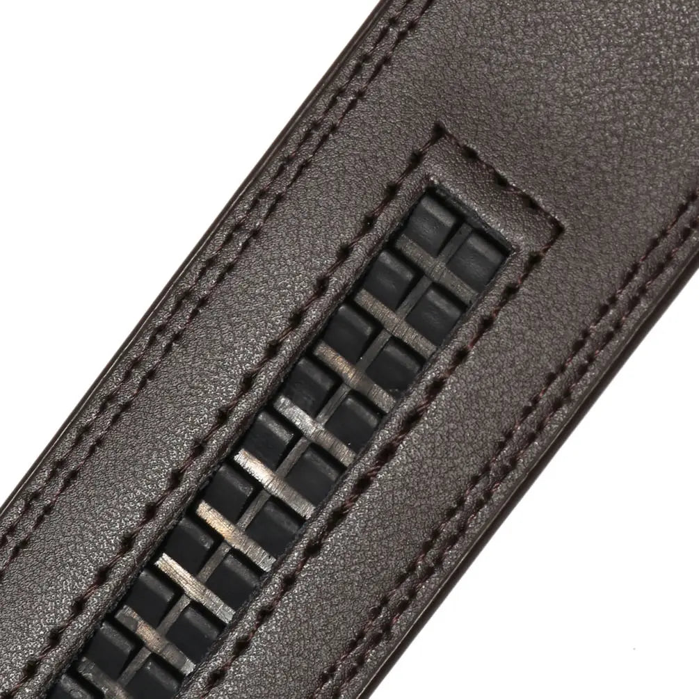 JMT-528586 Automatic Ratchet Strap Belt for Men - Split Leather Cowhide Design Without Buckle