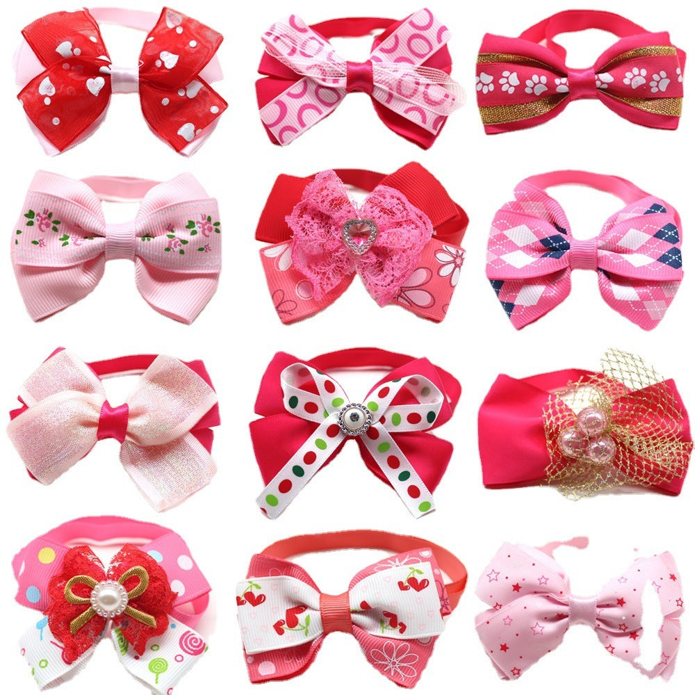 JMT-528650 Princess Style Pink Bow Tie for Dogs and Cats - Universal Fit, 20 Pieces