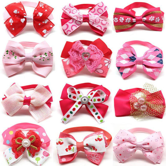 JMT-528650 Princess Style Pink Bow Tie for Dogs and Cats - Universal Fit, 20 Pieces