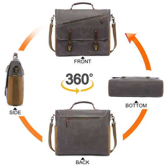 JMT-528650 Waterproof Vintage Faux Leather Large Capacity Business Messenger Bag for Men