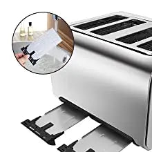 JMT-528778 Stainless Steel 4-Slice Toaster with High Lift and Wide Slots for Efficient Breakfast Preparation