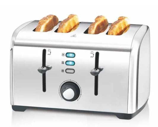 JMT-528778 Stainless Steel 4-Slice Toaster with High Lift and Wide Slots for Efficient Breakfast Preparation