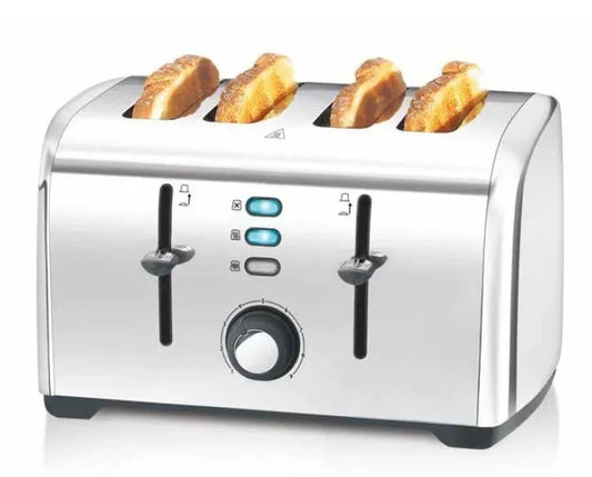 JMT-528778 Stainless Steel 4-Slice Toaster with High Lift and Wide Slots for Efficient Breakfast Preparation