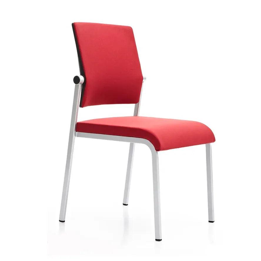 JMT-529738 Modern Armless Mesh Visitor Chair - Stackable Office Training Chair with Fabric Backrest and Silver Frame