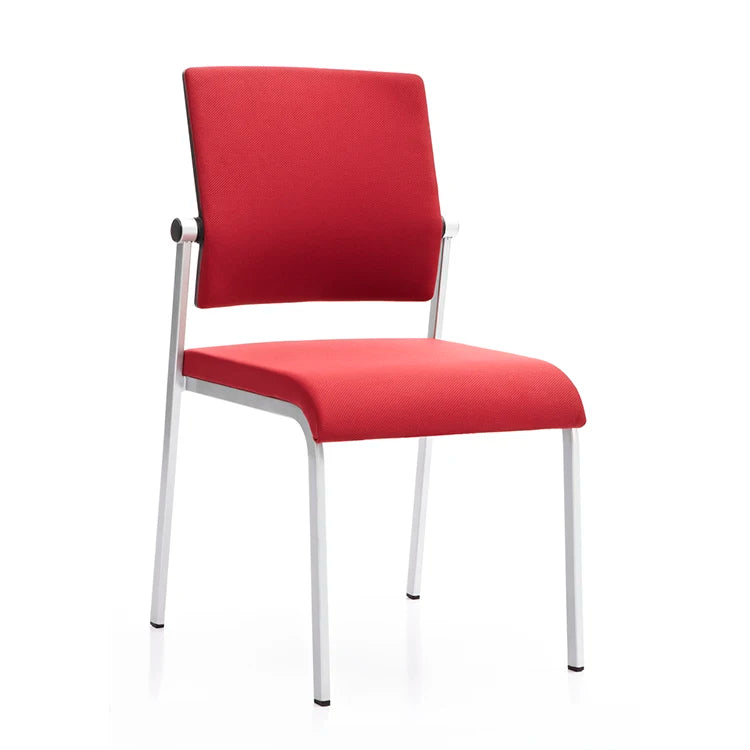 JMT-529738 Modern Armless Mesh Visitor Chair - Stackable Office Training Chair with Fabric Backrest and Silver Frame