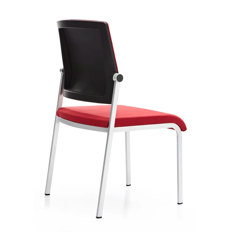 JMT-529738 Modern Armless Mesh Visitor Chair - Stackable Office Training Chair with Fabric Backrest and Silver Frame
