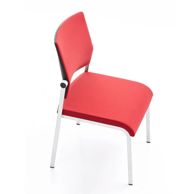 JMT-529738 Modern Armless Mesh Visitor Chair - Stackable Office Training Chair with Fabric Backrest and Silver Frame