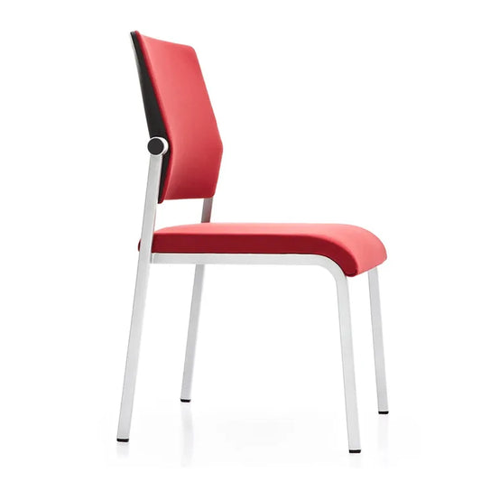 JMT-529738 Modern Armless Mesh Visitor Chair - Stackable Office Training Chair with Fabric Backrest and Silver Frame