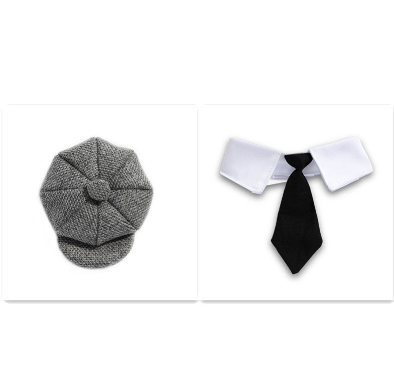 JMT-529802 Gentleman Cat Beret and Tie Photo Props for Adult Cats