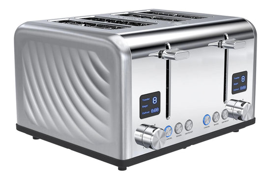 JMT-529930 Stainless Steel 4-Slice Toaster with Adjustable 1-6 Level Browning Control